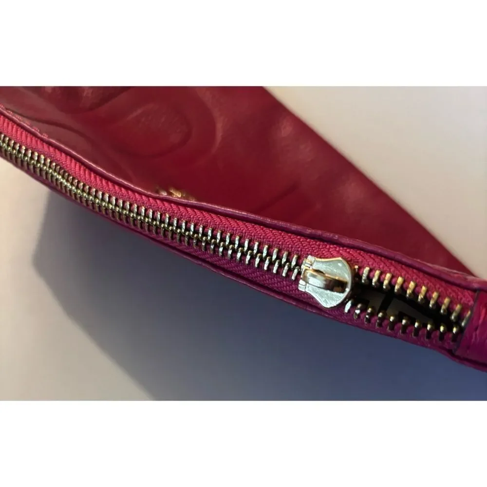 Rare Tory Burch Leather Embossed Logo Clutch in Focaccia